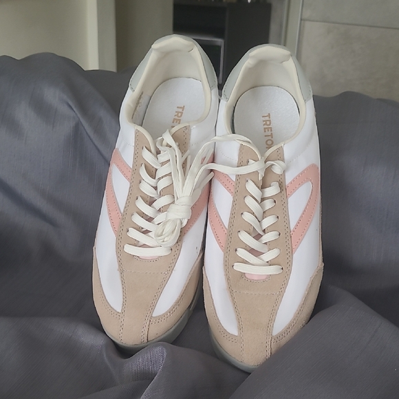 Tretorn Shoes - Tretorn Women's White, Pink, and Tan Sneakers